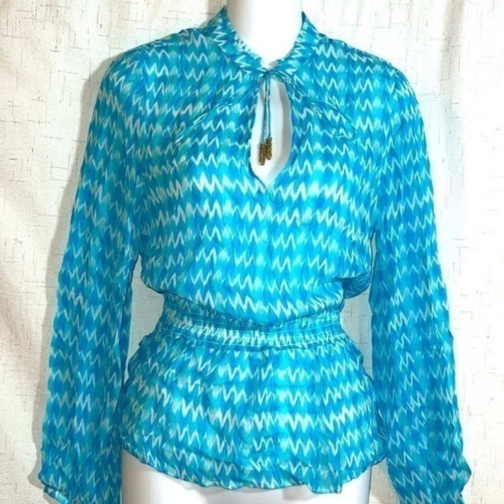 Paloma Blue Printed Silk Top Size S